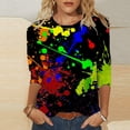 thumbnail image 2 of WEAIXIMIUNG T-Shirt Quotidien d'Été pour Femmes, Col Rond, Manches Longues, Imprimé Floral, Fendu sur le Côté, 2 of 4