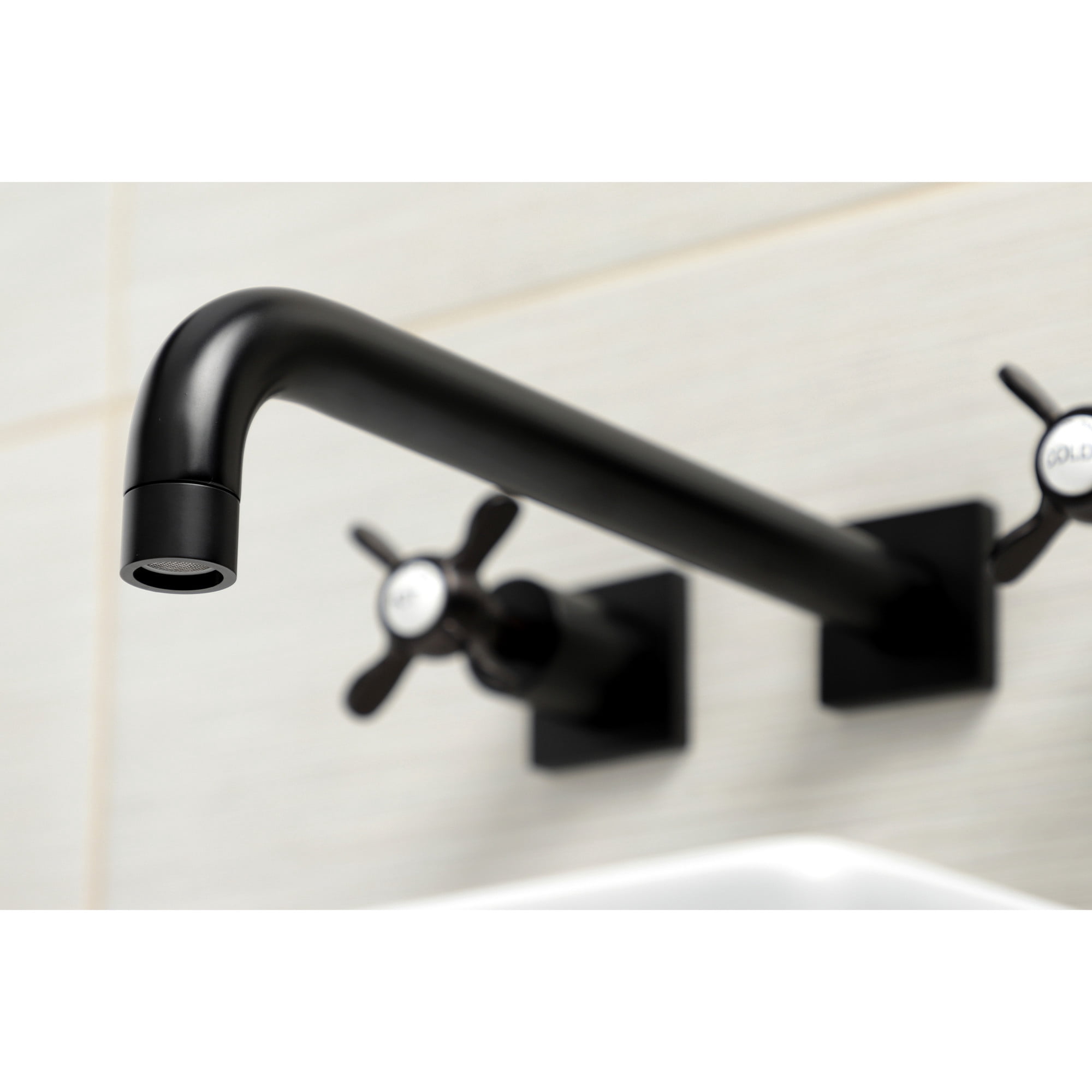 Kingston Brass KS6050BEX Essex Two-Handle 3-Hole Wall Mount Roman Tub Faucet in Matte Black