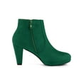 thumbnail image 3 of Unique Bargains Women's Side Zip Low Platform Chunky Heel Ankle Booties Emerald Green 6.5, 3 of 6