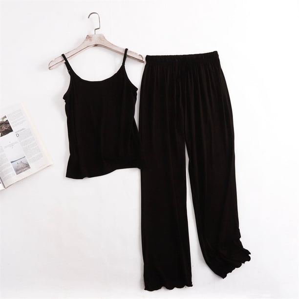 Pijama Sexy para Mujer, traje de pantalón y camisa con tirantes, ropa de dormir cómoda, Modal, fina, Verano