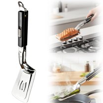 2026 New Stainless Steel Grill Clamp, Anti-Scald Extended Handle Spatula Tong, Multi-Functional Stainless Steel Barbecue Food Flip Clip Grill Clamp for Outdoor Grilling and Kitchen Cooking(Black)