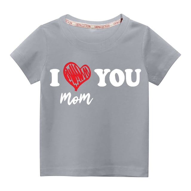 Pisexur Mode Mignon pour Tout-Petits Garçons Filles Couleur Unie Col Rond Saint-Valentin Imprimé Cœur Manches Courtes