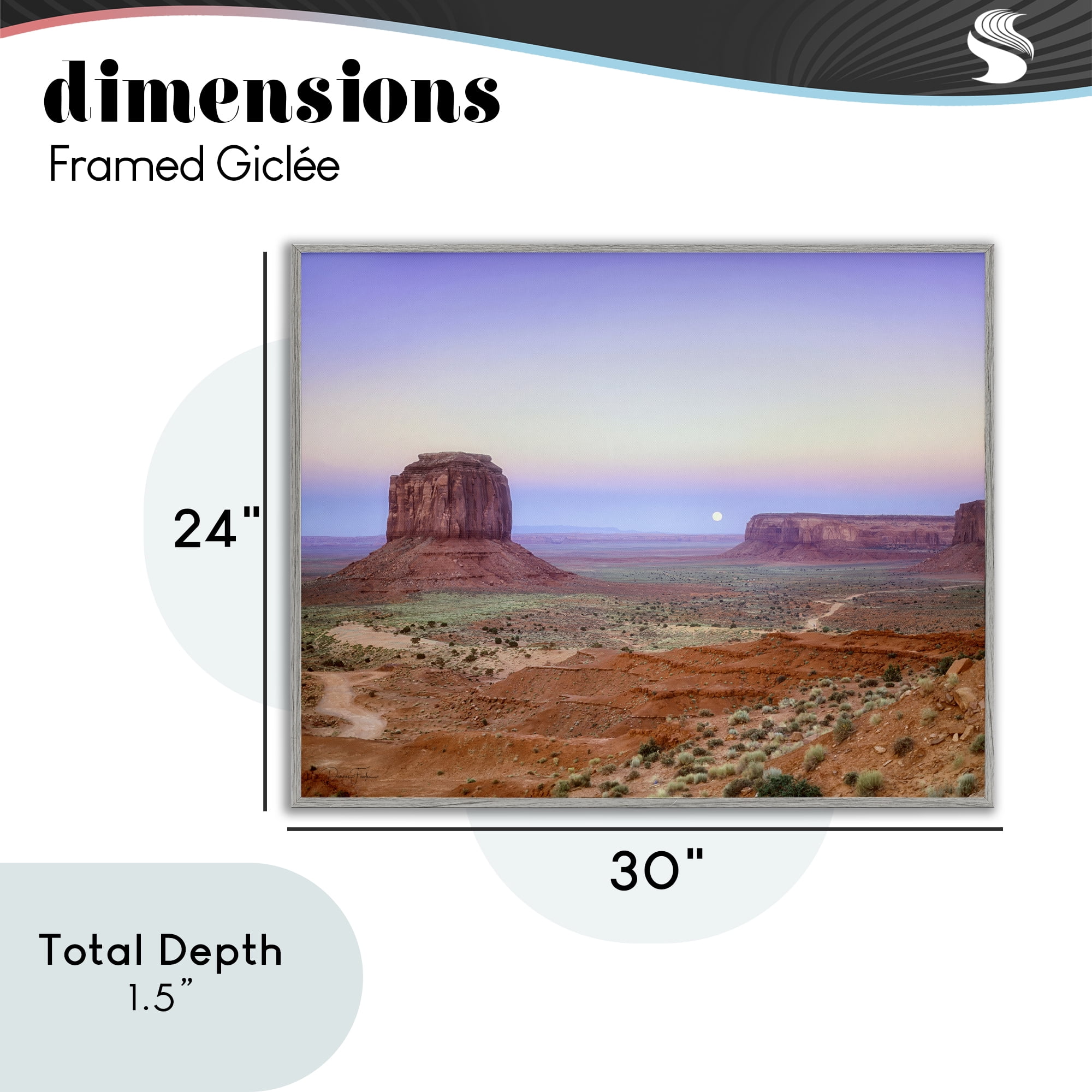 Stupell Industries Moonrise Over Monument Valley Gray Framed Giclee Art, design by Dennis Frates