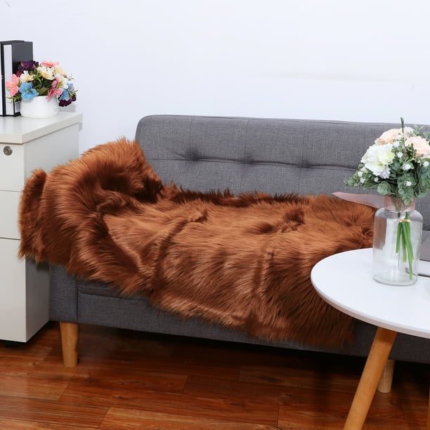 Soft Faux Sheepskin Fur Solid Plush Area Rug Carpet Pad for Bedroom