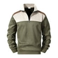 thumbnail image 4 of Ceisia Men's Regular-Fit Stand-Collar Half-Placket Cable-Knit Color-Blocked Sweatshirt Gift, 4 of 9