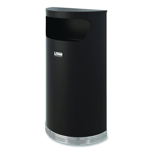 Suncast SUAMTCRES901BK Half Round Metal Trash Can, 9 gal, Steel, Black