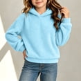 thumbnail image 2 of FAIOROI Kids Fleece Hoodie with Cute Bear Ears, Girls Boys Soft Warm Pullover Sweatshirt, Long Sleeve Hooded Top for Fall Winter Sky Blue 7-8T, 2 of 6