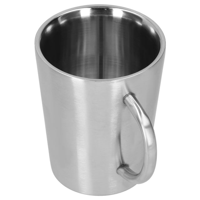 Tasse à Café, Heaveant 340ml Tasse à Café en Acier Inoxydable à Double Paroi avec Poignée pour Usage Domestique (Argent)