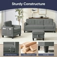 thumbnail image 4 of ZAFLY 2 Piece Sofa Sets, Living Room Furniture Set, Include Sectional Sofa and Chair - Gray, 4 of 7
