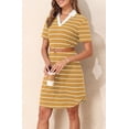 thumbnail image 4 of Women's Striped Polo Shirt Dress Casual V-Neck Short Sleeve Summer Tunic Mini Dresses, 4 of 7