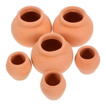 Pawsdot 6Pcs Small Planter Pot Clay Pots Brown Round for Plants Indoor Use