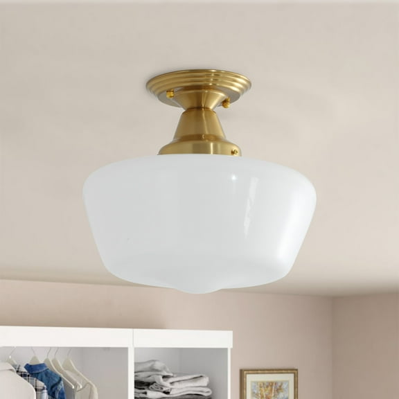 Aiwen Simple Farmhouse Decorative Glass Shade Semi Flush Mount Ceiling Lamp