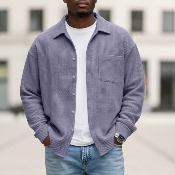 Qiyinn Men's Shirt Jacket Casual Long Sleeve Button Down Shirts Lightweight Shacket Overshirts with Pockets