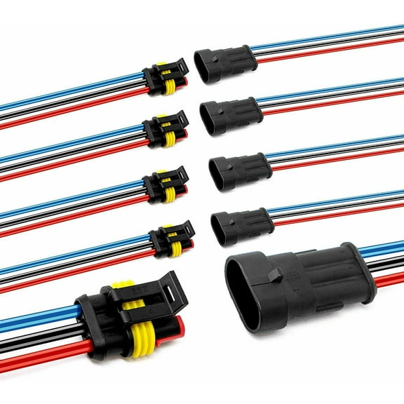 5x Car Waterproof Wire Connector 3 Pin Way Electrical Connectors Plug 16 AWG