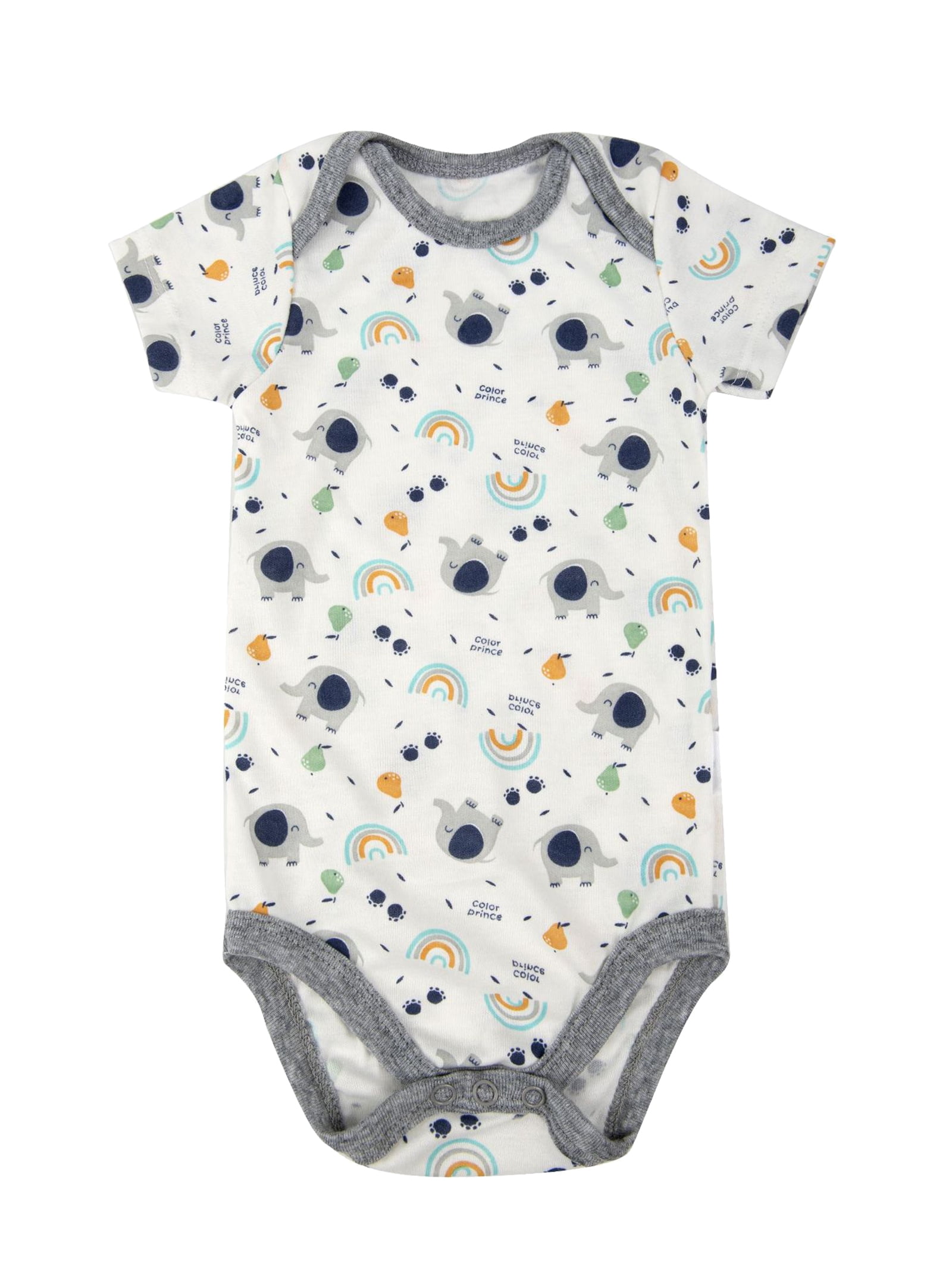 HWJAD Baby Boys 100% Cotton 5-pack Short Sleeve Bodysuits Onesies for Newborn Infant Baby