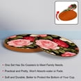 thumbnail image 4 of Rose 6PCS Round Microfiber Leather Table Coasters Set, 11x11 cm/4.3x4.3 in, Drink Coaster Mats for Home and Kitchen Use, 4 of 6