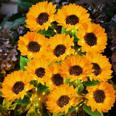 Scidweet 3 Pack with 12 Sunflower Solar Lights, Waterproof Decorative Lights for Outdoor Garden Patio Backyard Decor