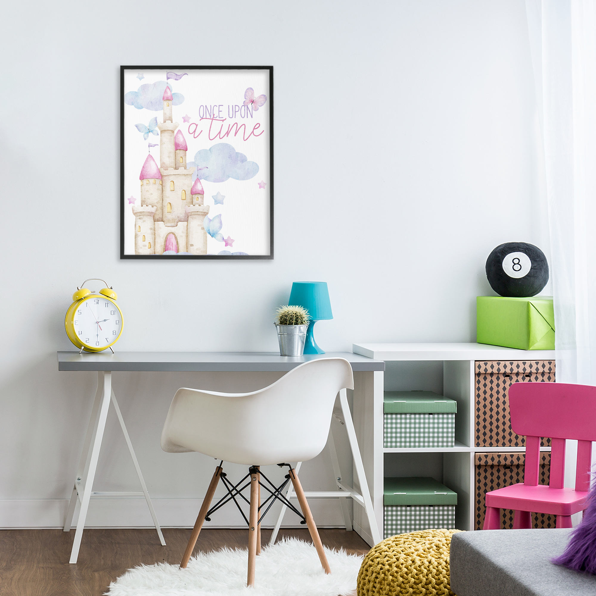 Once Upon A Time Castle Black Framed Giclee Art, design by Kim Allen