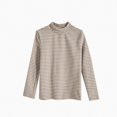 thumbnail image 4 of NORO ARK Girls Striped Mock Neck Long Sleeve Shirts (3-15) Soft Ribbed Knit Slim Basic Layering Fall Casual Acrylic Spandex Tees Coffee Size 9, 4 of 6