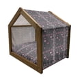 thumbnail image 2 of Pink and Grey Pet House, Spring Butterflies Flower Leaves Inspiration Season Concept Print, Outdoor & Indoor Portable Dog Kennel with Pillow and Cover, 5 Sizes, Charcoal Grey Pink, by Ambesonne, 2 of 5