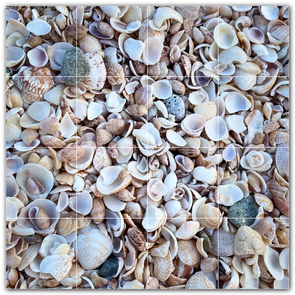 Picture-Tiles.com: Beach Ceramic Tile Wall Mural WAL500043-44S. 17"W x 17"H using (16) 4.25" x 4.25" Ceramic Tiles-Satin Finish