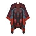 thumbnail image 2 of Women's Reversible Poncho Shawl Wrap Warm Winter Cape with Geometric Pattern Elegant and Stylish, 2 of 5