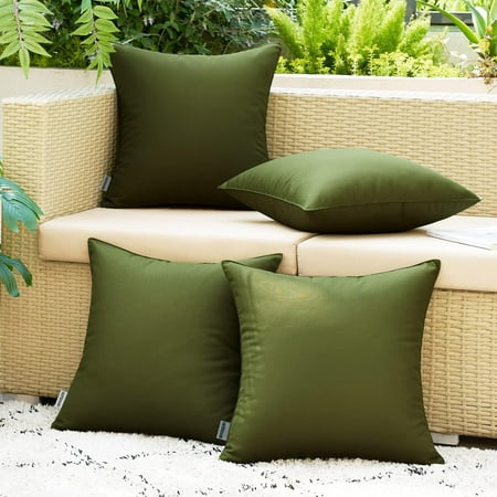 

MIULEE Pack of 2 Christmas Decorative Outdoor Waterproof Pillow Covers Square Garden Cushion Cases PU Coating Throw Pillow Cover Shell for Tent Park Couch 16x16 Inch Olive Green