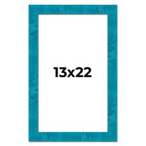 13x22 Frame Blue Teal Burl Wood Picture Frame | 1.75 Inch Moulding Width | Interior Frame Depth 0.5
