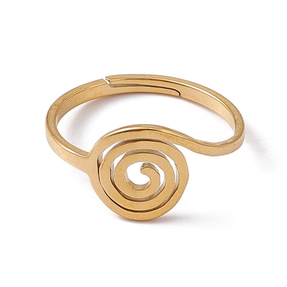Ion Plating(IP) 201 Stainless Steel Vortex Adjustable Ring for Women Real 18K golden Plated US Size 6 1/2(16.9mm)