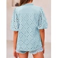thumbnail image 2 of Blusa para Mujer PRETTYGARDEN Cuello en V con Encaje y Detalles Calados Talla M, 2 of 9