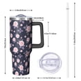thumbnail image 2 of 40oz Pioneer Flower Floral Print Pattern Insulated Tumbler with Handle, BPA-Free Leak Proof Lid and Straws, Double Wall Vacuum, Hot 12h/Cold 34h, 2 of 6