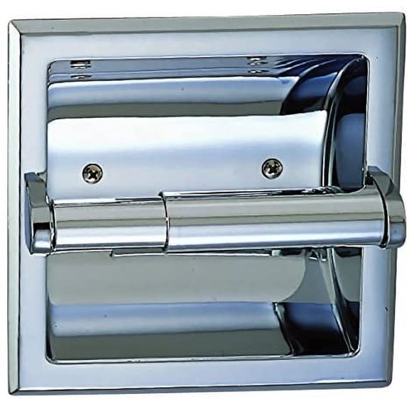 Polished Chrome Recessed Toilet/Tissue Paper Holder All Metal Contruction - Mounting Bracket Included