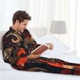 thumbnail image 5 of KLL Fiery Floral Pattern Sleepwear Mens Flannel Pajamas,Long Cotton Pj Set, 5 of 7