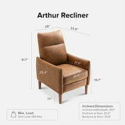 Mopio Arthur Recliner Chair with 3 Positions, 2-Tone PU Leather Accent Chair, Mid Century Modern Reading Chair, High Back Padded Support Comfy Sleeper Armchair, Nursery Chair for Living Room, Bedroom