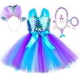 thumbnail image 2 of Vestido de princesa con tutú de sirena para niñas, elegante vestido de tul para fiesta de cumpleaños, vestido de baile, disfraz de carnaval y Halloween para niños, 2 of 5