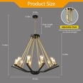 thumbnail image 6 of LMQNINE 10-Lights Farmhouse Chandelier Light Fixture,Rustic Industrial Iron Pendant Lighting with Adjustable Metal Chain for Kitchen Island and Hallway ,Black Gold, 6 of 7