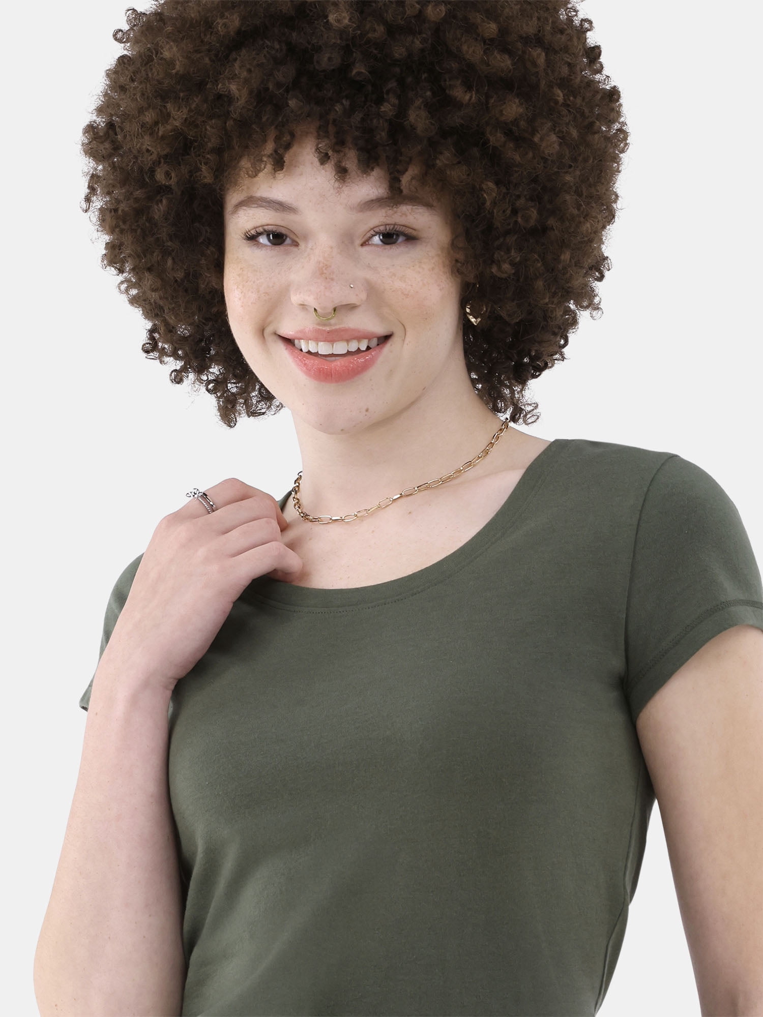 No Boundaries Short Sleeve Scoop Neck Tee, Women's XXS-XXXL