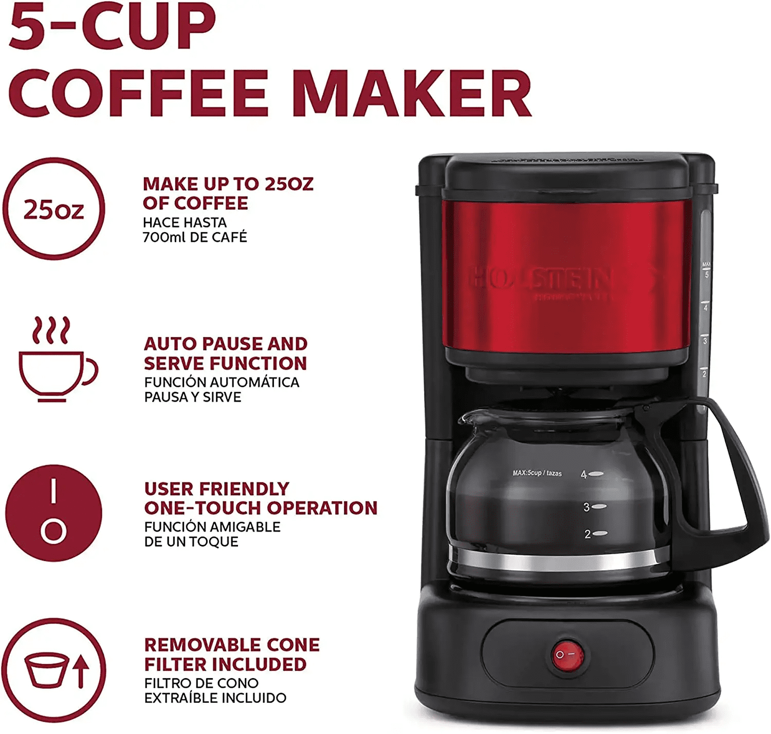 Personal Coffee Maker (5) Cup ECM-9607 New in Box with User's Manual