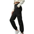 thumbnail image 4 of Lenpel Women's Plus Size Cargo Joggers Baggy High Waisted Tapered Leg Hiking Travel Pants Dressy Casual Work Pants(Black,5X-Large), 4 of 7