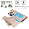 thumbnail image 3 of Wallet Case for Samsung Galaxy S25 Ultra with Shoulder Strap & RFID Blocking Card Slots Holder Kickstand & Finger Ring, Magnetic Flip Folio Zipper Purse Case, PU Leather Cover Handbag, Rosegold, 3 of 8