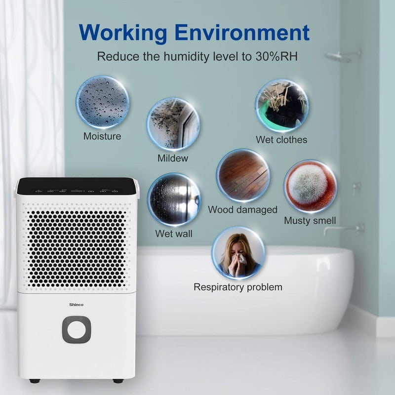 30 pt. 1,500 sq.ft. Portable Dehumidifier in White with Auto Defrost, Activated Carbon Filter, Timer, Automatic Shutoff