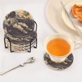 thumbnail image 3 of Yayeee 6 PCS Drink Coasters with Holder Set Woven Absorbent Round Tabletop Hot Pad, Beige Record, 3 of 7