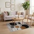 thumbnail image 3 of ODIKA 4'x6' Washable Area Rug Pet Friendly, Non-Shedding Tan Throw with Abstract Shapes Modern Minimalist Design Crisp Edges for Bedroom, Reading Nook, 3 of 7
