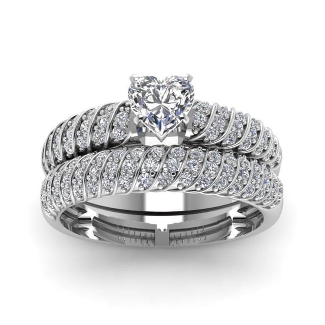 Bague de Mariage Faite à la Main avec Pierre Blanche pour Éternel et Moments