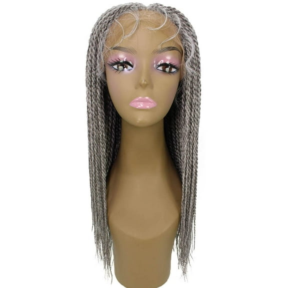 LUXLUXE Nikkita Straight 25 Inch Long 4X4 Hand-Tied Lace Braided Wig, Heat Resistant Fiber,