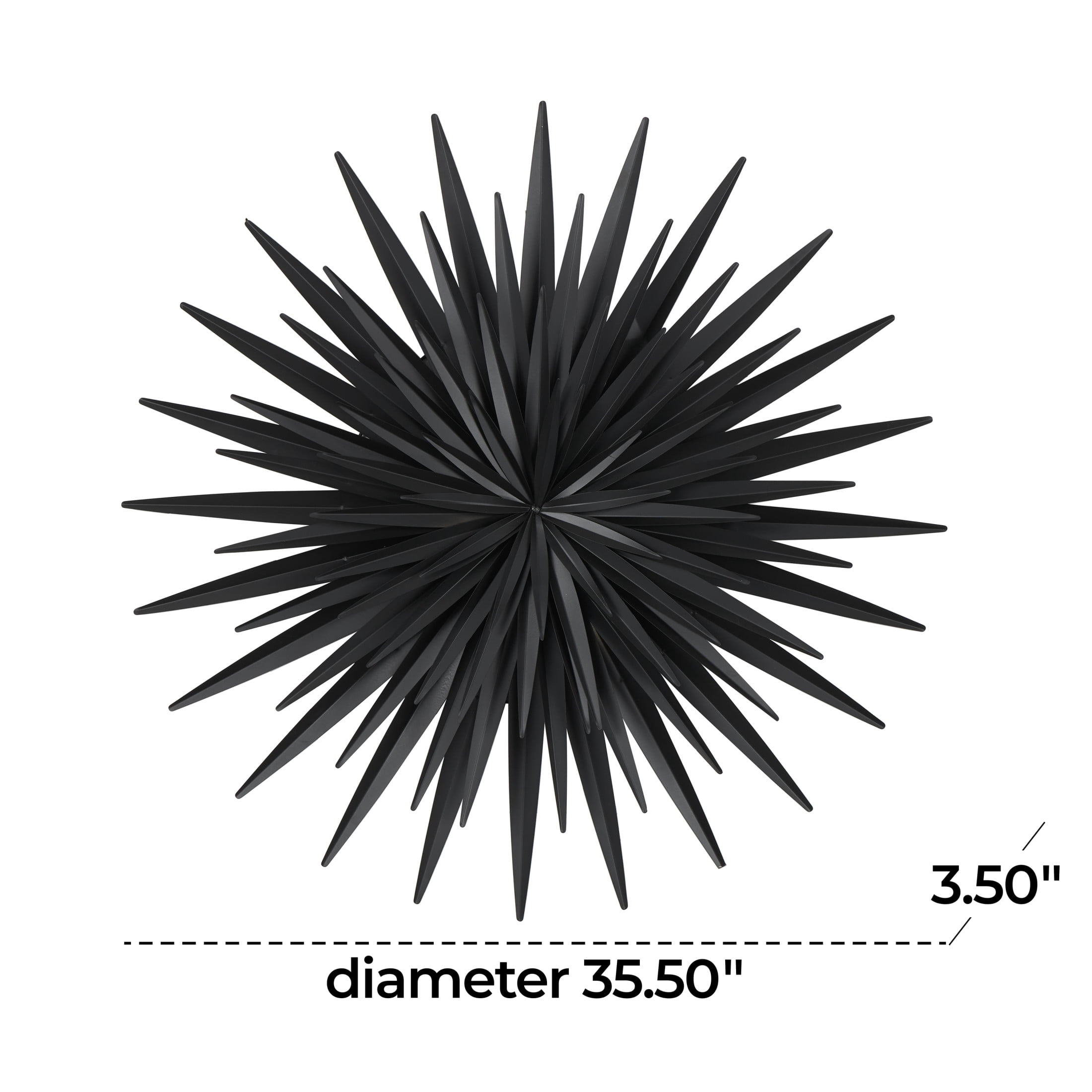 DecMode Black Metal Large Layered 3D Sunburst Wall Decor