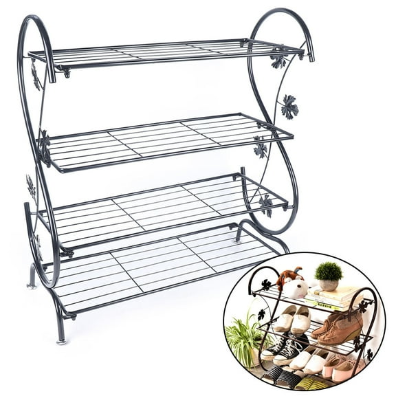 4 Tier Metal Plant Stand Garden Decor Planter Holder Flower Pot Shoe Shelf Rack for Entrance, Living Room