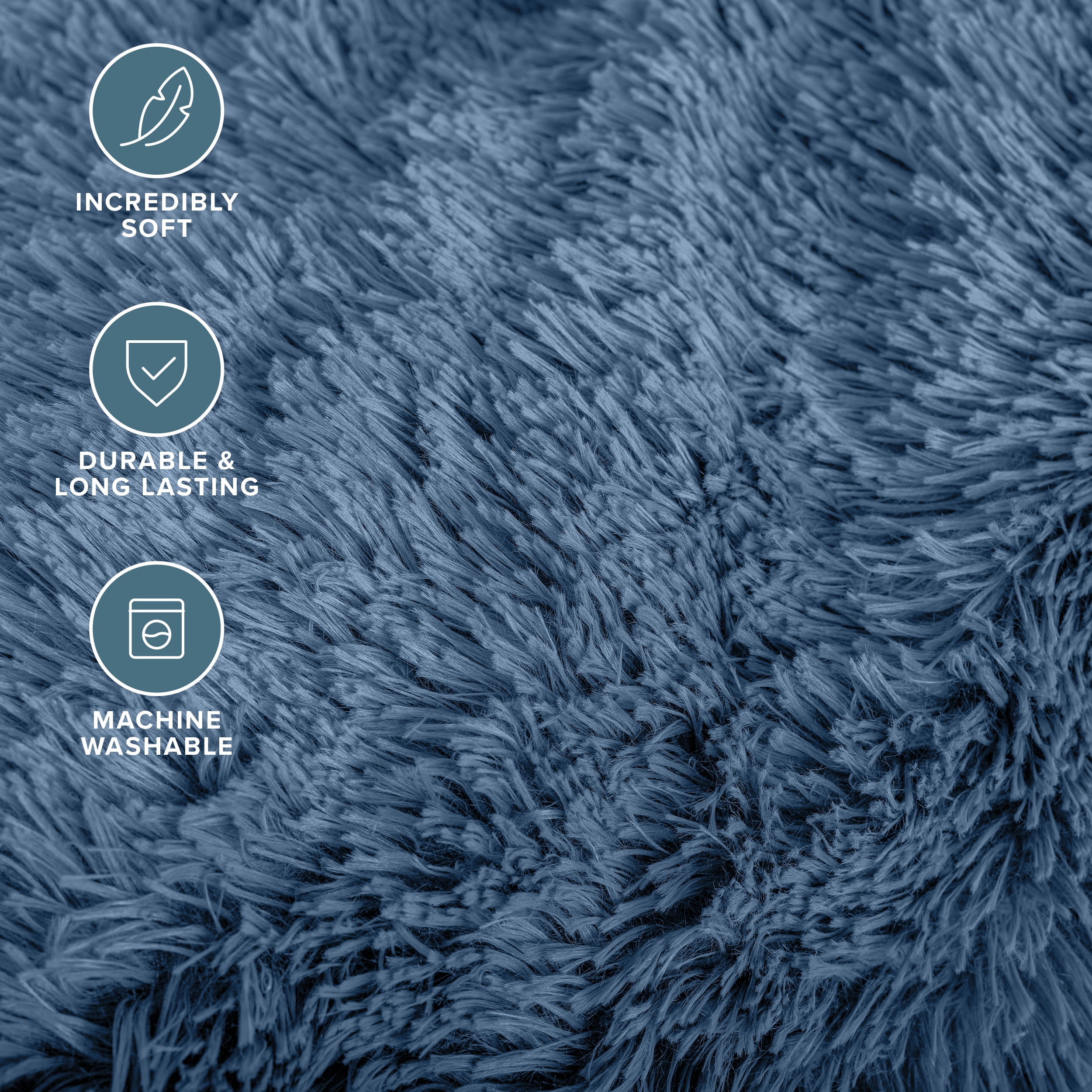 Bare Home Shaggy Blanket - 90" x 90" - Ultra Soft Fleece - Full/Queen, Coronet Blue