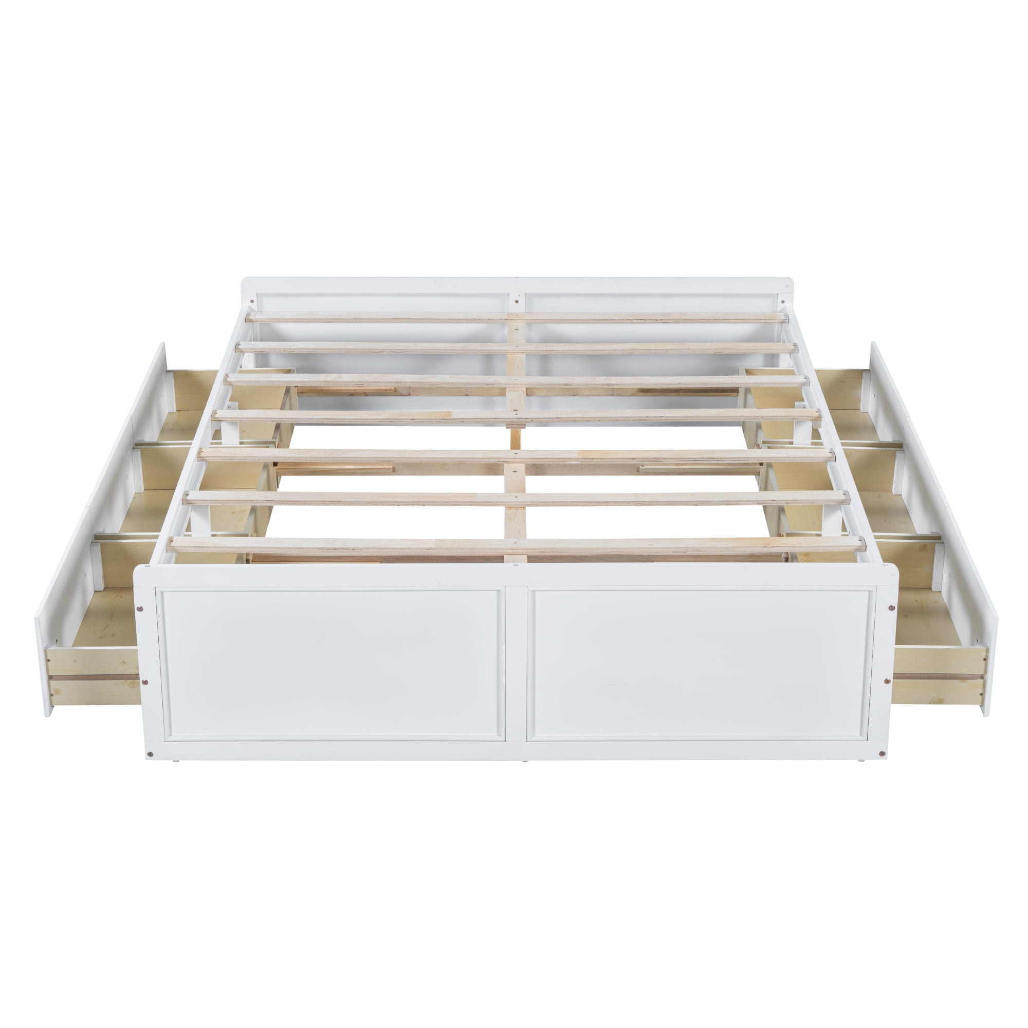 Jopath Queen Size Platform Bed Frame with 6 Drawers, Wood Bed with Slatted Base for Teen and Adult White
