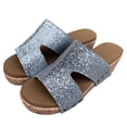 thumbnail image 5 of eczipvz Womens Sandals Ladies Fashion Leather Lace Combination Rhinestone Decorative Sleeve Toe Thick Sole Sandals,Silver, 5 of 5
